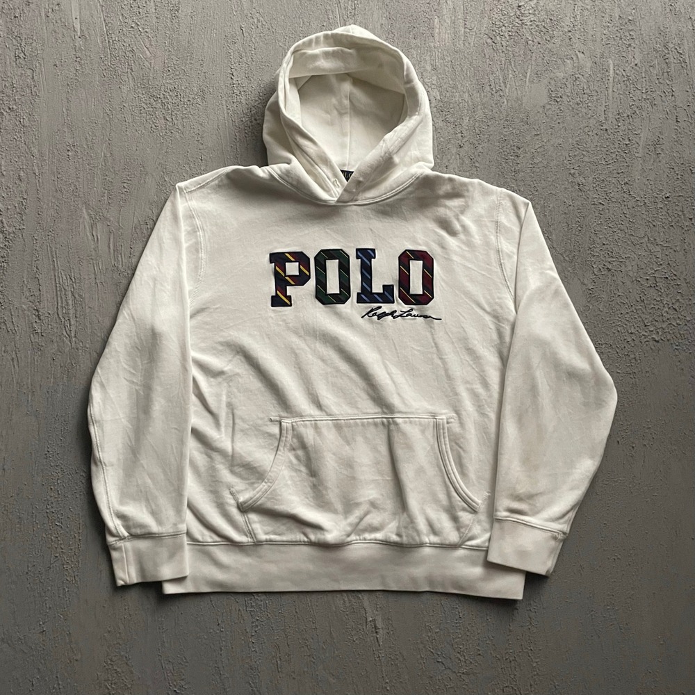 Polo Ralph Lauren Hoodie Mens XL White spell out
